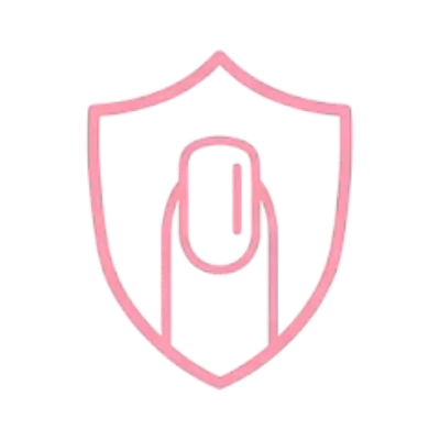 Icona di uno scudo che protegge un'unghia, simbolo della formula base rubber rinforzante anti-rottura