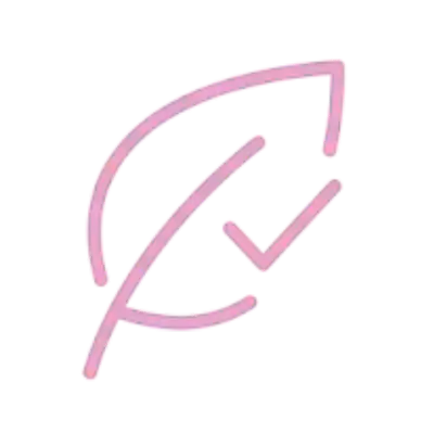 Icona di una foglia con spunta di verifica, simbolo della formula sicura HEMA-free e TPO-free