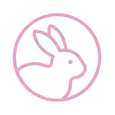 Icona stilizzata di un coniglietto, certificazione prodotto 100% vegan e cruelty-free non testato su animali